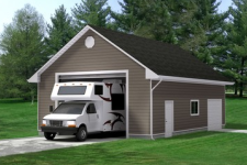 Garage with a RV in