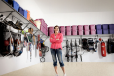 Woman standing in a dream garage